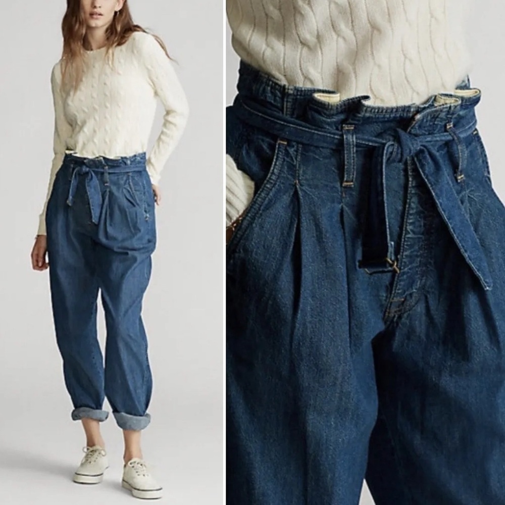 Polo by Ralph Lauren High Rise Blue Jeans with Tie Waist